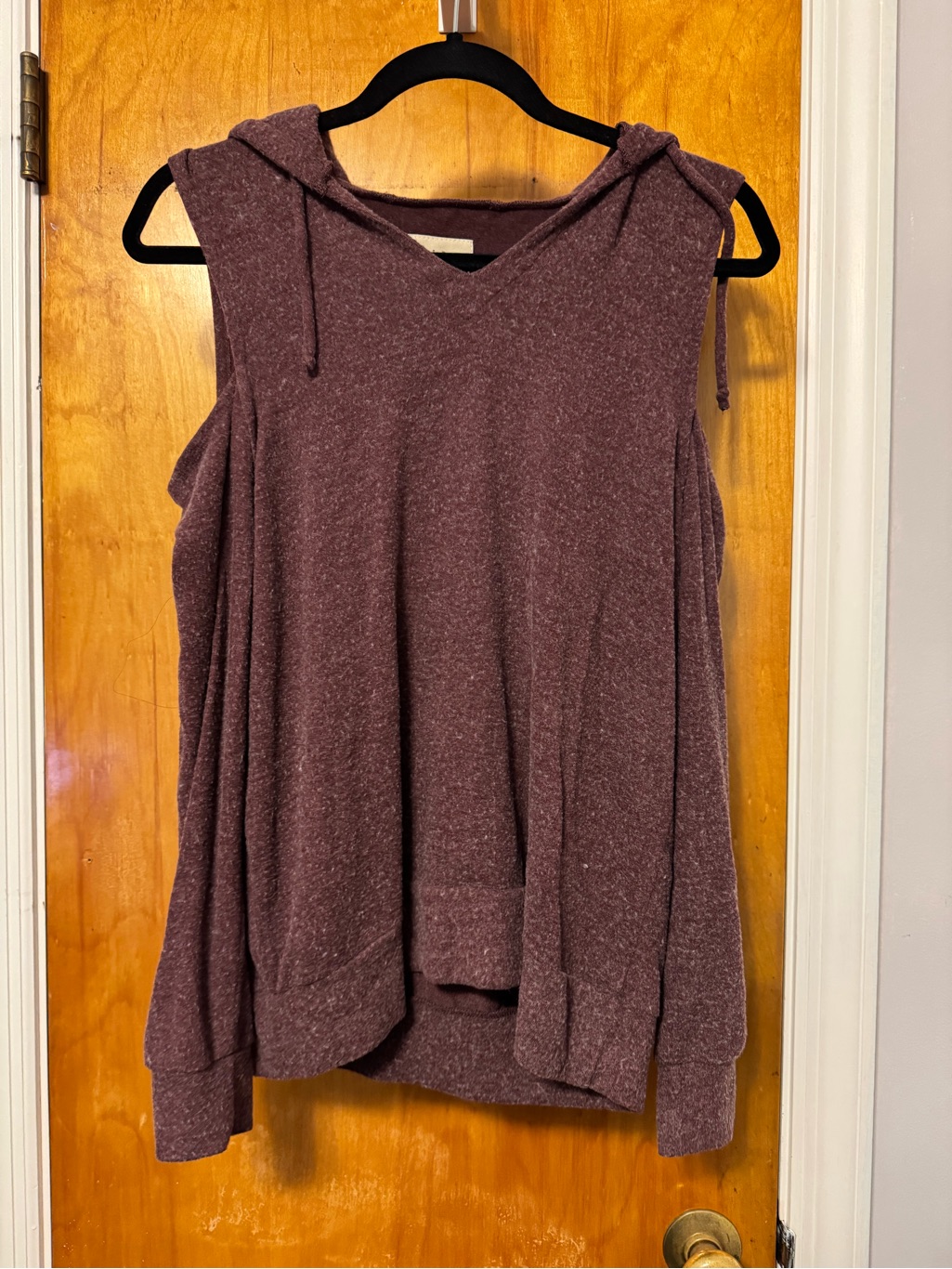 Chaser Marled Plum Sleeveless Hoodie Sweater
